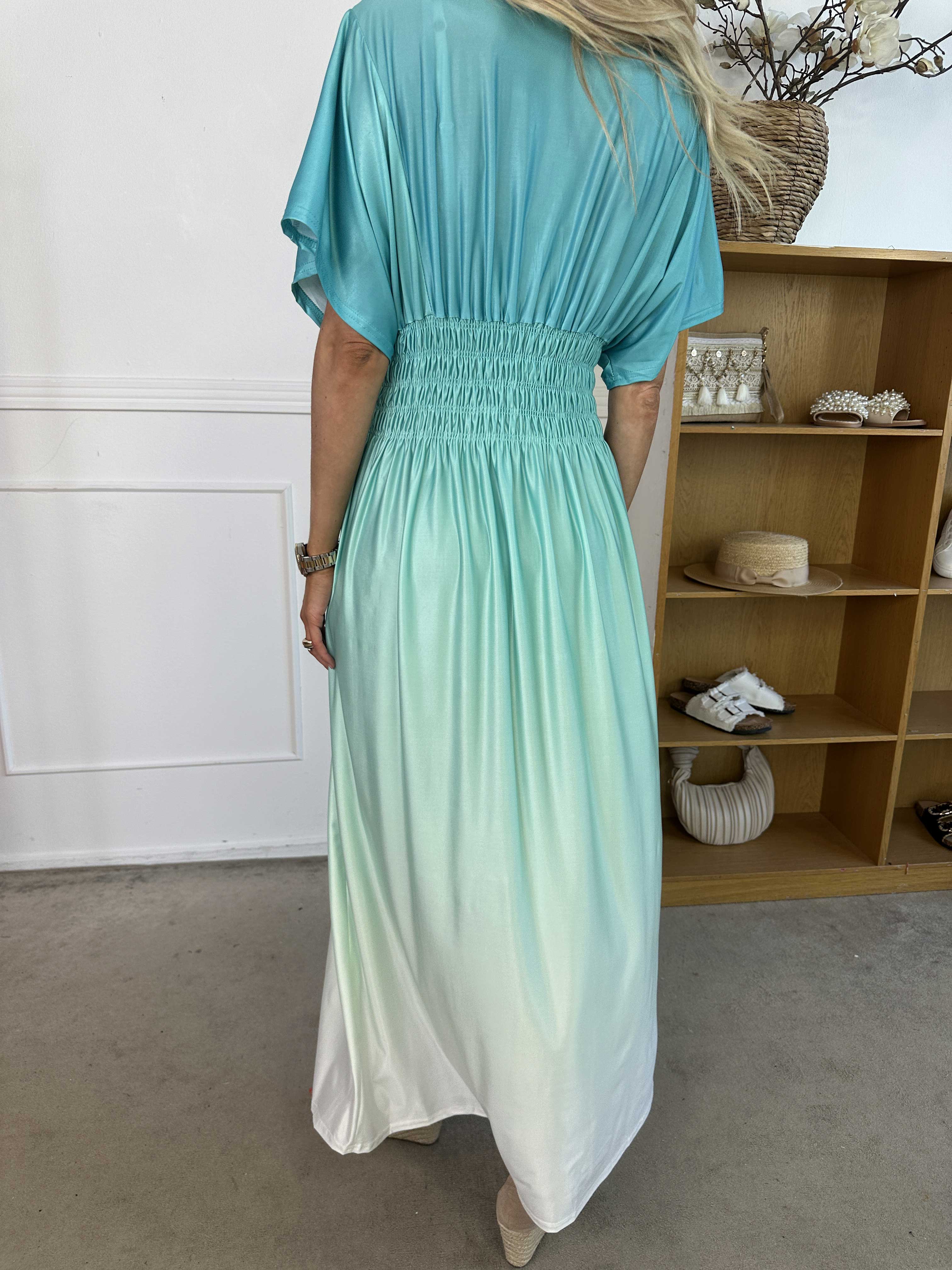 Pams Fade - Lang flerfarvet elastisk kjole